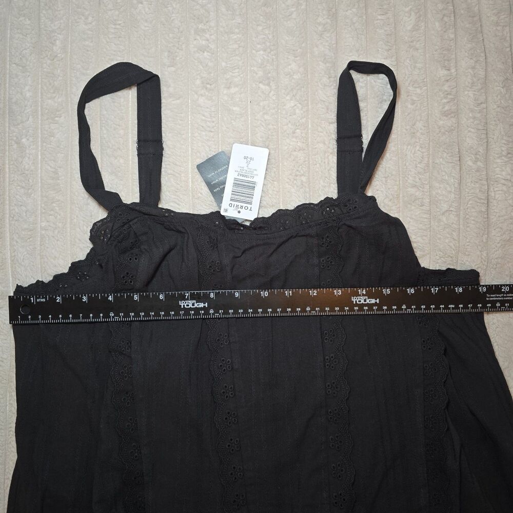 Torrid Women Plus 2XL Black Eyelet Square Neck Cotton Cami Tank Top Buster NWT - Picture 8 of 9